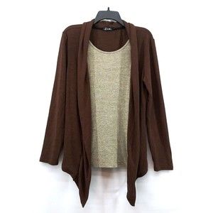 Aimei Top Women's Size Large Brown Long Sleeve Pullover Shirt